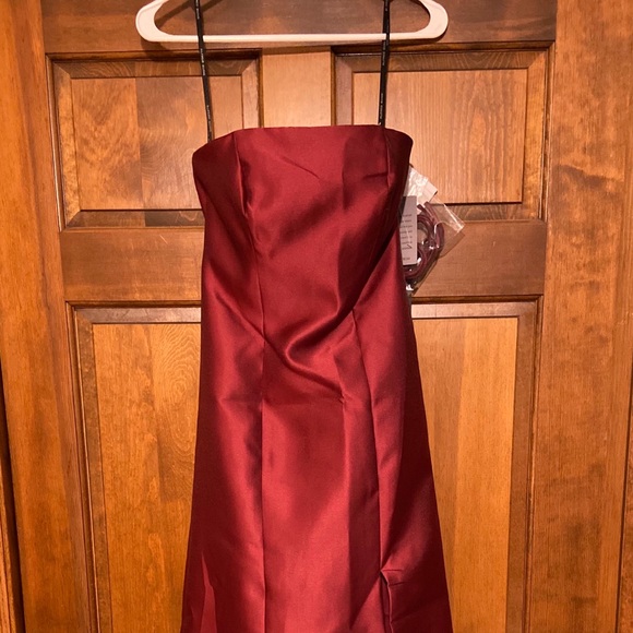 alfred sung burgundy dress
